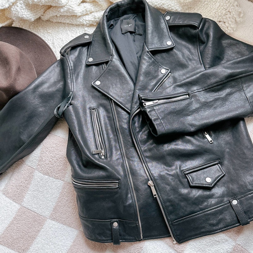 LTH JKT Black Leather Jacket Never Worn - Rip in Armpit Size L